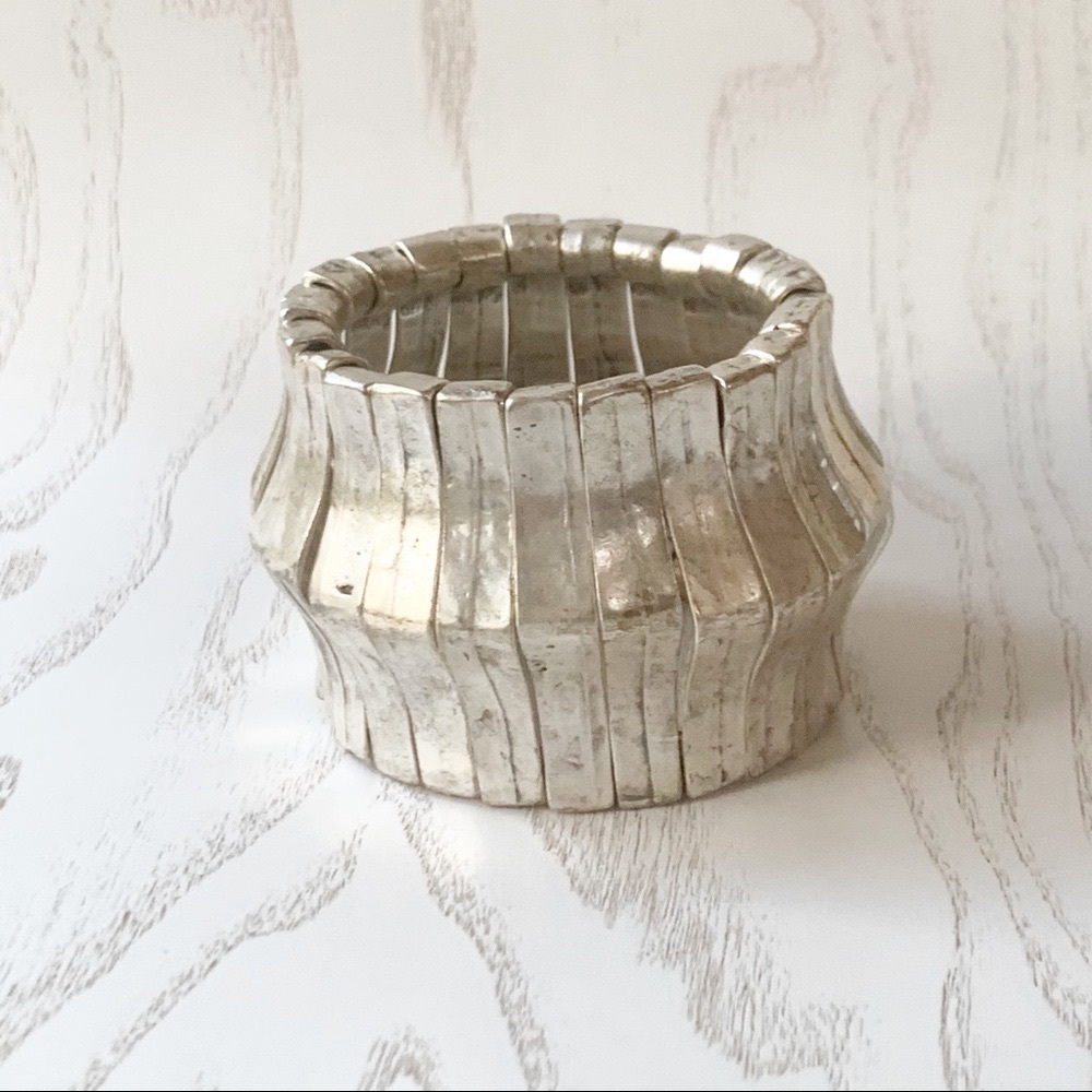 Silver Tone Wide Cuff Statement Bracelet